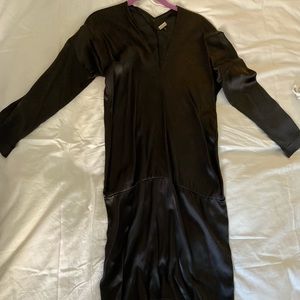 rozae Nichols black satin adjustable dress